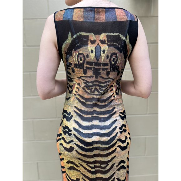 Vintage Vivienne Tam Tiger Print Sleeveless Maxi Sheath Dress Size 3(S/M) - Picture 5 of 7